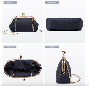 Bolso Ando de Cuero Genuino de Vaca para Mujer, con Cierre de Beso y Cadena, Bolso Bandolera Pequeño, Bolso de Mano para la Noche - Product Image 5