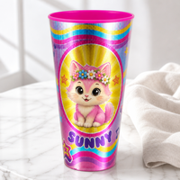 Vente en gros de gobelets en plastique écologiques, design 3D laser, style dessin animé, pour enfants, capacité 700 ml, logo personnalisable, sans BPA, réutilisables