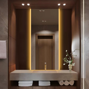 <span class=keywords><strong>Miroir</strong></span> de salle de bains rectangulaire moderne intelligent avec écran tactile et lumière LED <span class=keywords><strong>Miroir</strong></span> de toilette mural anti-buée pour le lavage des mains - Product Image 2