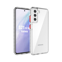 Pour Samsung S21 FE étui Transparent cristal acrylique et TPU étui Transparent anti-rayures filigrane résistant