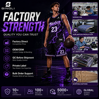 Maillot de basket-ball Streetwear personnalisé avec nom et numéro, sublimation intégrale, séchage rapide, léger, en mesh, Purple Lightning Thunder Street Fit