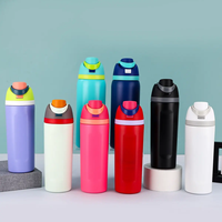 Thermos en acier inoxydable à double paroi avec logo personnalisé Tasse à paille de fruit sous vide Sports Camping Outdoor Flask Bottle American Style