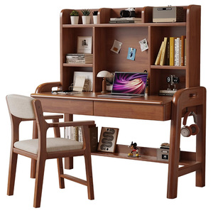 Rắn Gỗ Nâng Bàn Viết Nghiên Cứu Sinh Viên Nhà Văn Phòng Máy Tính Bàn Với Giá Sách Cho Phòng Ngủ Hoặc Nghiên Cứu - Product Image 5