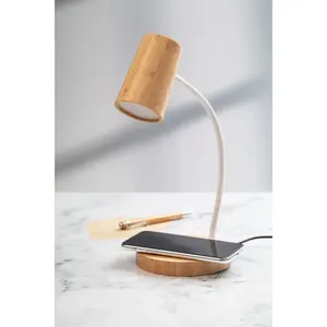Lampada da tavolo wireless in bambù, gadget sostenibili - Product Image 3