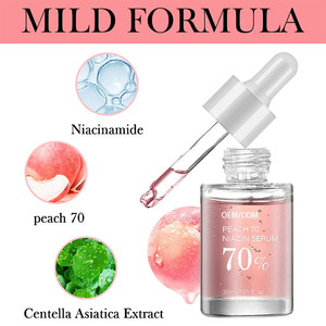 OEM Pêche 70% Niacinamide Sérum 30ml Blanchiment Visage Essence Solution Beauté Brillance Peau Terne Améliorer La Peau Sérum Visage - Product Image 4