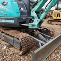 Excavatrice sur chenilles Kobelco SK55 d'occasion, 5,5 tonnes, mini-excavatrice hydraulique, excavatrice de construction japonaise d'occasion