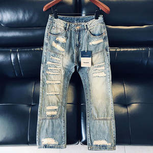 Venta al por mayor de <span class=keywords><strong>vaqueros</strong></span> <span class=keywords><strong>baratos</strong></span> de los hombres, los pantalones <span class=keywords><strong>vaqueros</strong></span> de gran tamaño, de alta calidad fina bordada Impresión de diseño de la calle de ocio de moda para los hombres - Product Image 2