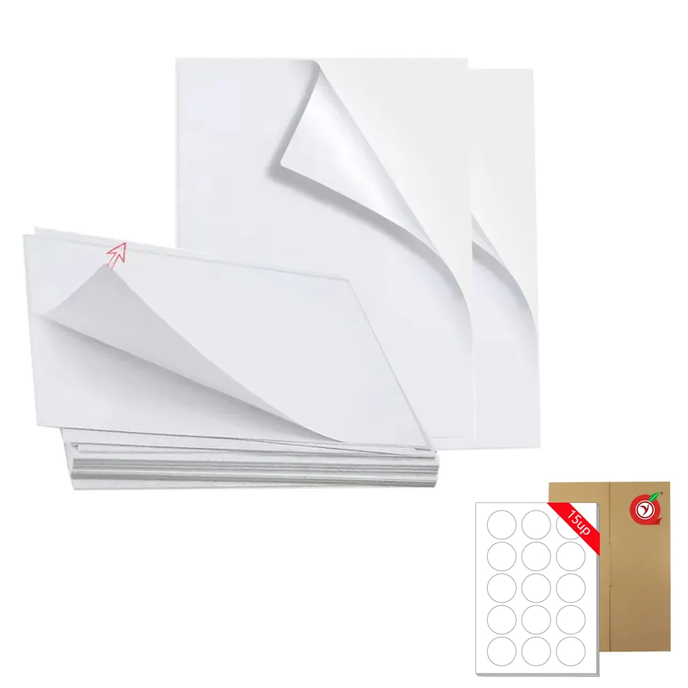 15UP impermeable blanco tejido ropa etiquetas de código de barras pegatina Kiss Cut Pvc papel A4 tamaño hoja de etiquetas para impresora de inyección de tinta