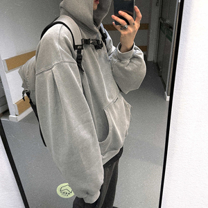 Acid Wash Cropped Oversized Hoodie Custom <b>Graffiti</b> logo Pullover Hooded Sweatshirt Streetwear Hoodie for Men - Product Image 3