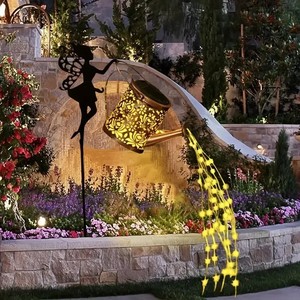Grande lanterne rétro en métal, arrosoir <span class=keywords><strong>solaire</strong></span> lumineux, lumières de <span class=keywords><strong>douche</strong></span> extérieures étanches, étoiles LED suspendues pour la décoration de jardin - Product Image 5