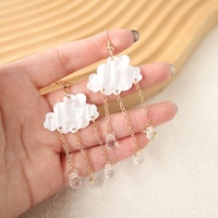 Boucles d'oreilles pendantes en acrylique avec pampilles nuage marbré blanc et perles transparentes en forme de goutte de pluie, bijoux élégants pour femme, cadeau