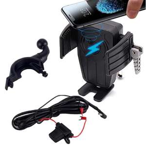 Motocicleta soporte de teléfono soporte inalámbrico cargador de iPhone y muchos otros teléfonos móviles. Soporte innovador en forma de C retráctil/ajustable para Honda <span class=keywords><strong>Goldwing</strong></span> GL <span class=keywords><strong>1800</strong></span> F6B F6C DCT Tour <span class=keywords><strong>Airbag</strong></span> 2018-2021 - Product Image 1