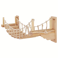 Structure d'escalade pour chat en bois écologique moderne, pilier à gratter mural, design pour usage intérieur, emballé en carton, 1 niveau, corde en sisal