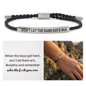 Bracelet en acier inoxydable Go2boho avec citation, bracelet en corde tressée, bracelet inspirant pour <span class=keywords><strong>homme</strong></span>, bijoux ajustables, <span class=keywords><strong>cadeau</strong></span> motivant - Product Image 1