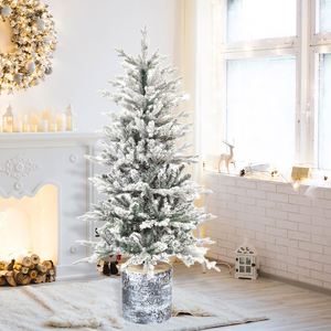 Sapin de Noël artificiel de haute qualité, personnalisé, avec effet de neige, en PVC, pré-éclairé par LED, à fibres optiques, pliable, avec support - Product Image 1