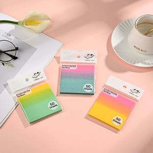 Gradient Color Reusable Sticky Paper Notes Transparent PET Waterproof 7.5x7.5cm Customizable Student Stationery <b>Memo</b> <b>Pad</b> - Product Image 5