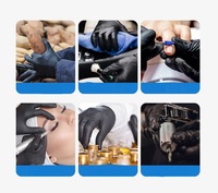 Gants en Nitrile Noir 3mil pour Tatouage, Beauté, Salon, Manucure et Onglerie, Vendus à l'Unité, Texturés au Bout des Doigts, Jetables