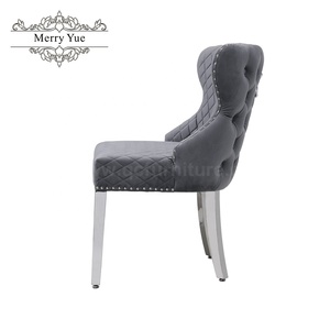 Sedie da Sala da Pranzo con Gambe Cromate Argento, Sedute in Velluto Rosa, Schienale con Anello a Testa di Leone, Sedia da Pranzo in Acciaio Inossidabile - Product Image 6