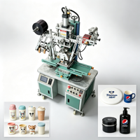 Machine d'impression à chaud multicolore ronde et plate avec imprimante d'étiquettes automatique et table de travail à navette pour bouteilles/gobelets en plastique