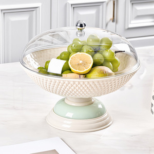 Round Glass Fruit Platter With Lid Crystal Design For Kitchen Table Decor - Product Image 4