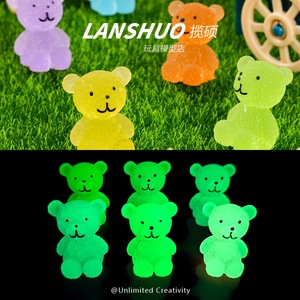 Figuras de Resina de Osos Brillantes en la Oscuridad, Estilo Arcoíris, para Manualidades, Decoración del Hogar, Joyería y Accesorios - Product Image 1