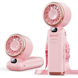 Vente en gros d'usine Chine : Mini ventilateur portable USB rechargeable 4000 mAh avec veilleuse, pliable, silencieux, pour l'été, format de poche - Product Image 1