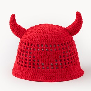 Nuovo Arrivo Cappello a Secchiello con Corna del Diavolo Lavorato a Mano all'Uncinetto, Unisex, per Feste di Halloween, Cappello in Lana Lavorato a Maglia - Product Image 5