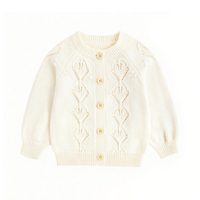 Cardigan pour bébé fille en coton 100% tricoté à la main Hongbo, broderie florale, pull en tricot pour enfants, doublure en laine chaude, marque privée, 2-14 ans
