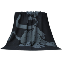 BLUE PHOENIX Plaids de luxe de haute qualité 100% laine d'agneau Jacquard Panthère ultra doux Bordure en point de couture Hiver pour canapé
