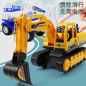 Juguete de excavadora para niños, vehículo de construcción de plástico con inercia, 23 cm, juego para niños - Product Image 1