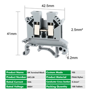 JUK2.5B-Bloque De Terminales Modular Universal, Bloque De Terminales De Tornillo De Riel Din, 0,2-2.5mm2 - Product Image 2