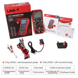 ยูนิตมัลติมิเตอร์ดิจิทัลมือถือระดับมืออาชีพ UNI-T UT61E+ วัดค่า RMS แท้ปรับย่านการวัดอัตโนมัติแสดงผลสูงสุด6,000หน่วยทนแรงดันได้สูงสุด1,000โวลต์ใช้งานได้ในช่วงอุณหภูมิ0–40°C - Product Image 6