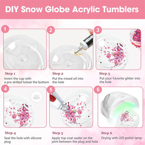 16 oz Plastik-Schneekugelbecher mit Doppelwand, vorgebohrte klare Einmachgläser, DIY-Schneekugel-Tumbler mit Deckeln und Strohhalmen - Product Image 6