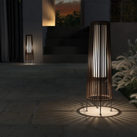 Grand patio extérieur solaire lampadaire résine osier extérieur étanche lumière solaire lanterne pour cour jardin