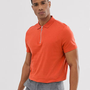 Camiseta de polo OEM personalizada para hombre, camisa de alta calidad con cuello de cremallera en rojo y multicolor - Product Image 3