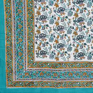 Handmade Cotton Table Cover Floral <b>Lace</b> Block Print India Cotton Custom Table Cloth for Parties and Home - Product Image 2