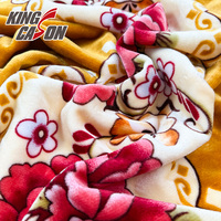 Tissu en flanelle imprimé à motif de pivoine, 100% polyester, nouvelle conception, imprimé unilatéral, personnalisable par l'usine Kingcason, pour draps de lit