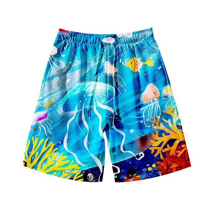 Shorts de praia com logotipo personalizado, calções de natação com estampa de desenhos animados