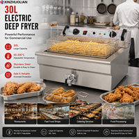 Friteuse à beignets professionnelle XINZHUOLIAN, grande capacité, en acier inoxydable, électrique, de comptoir, 4500W, 30L, à réservoir unique, pour équipement de restaurant