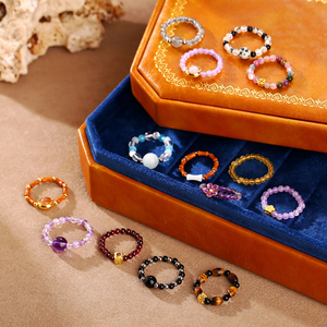 Bagues en pierres précieuses naturelles mélangées, bagues larges en cristal poli massif, bagues en pierres assorties pour un usage quotidien et comme cadeau de bijoux - Product Image 3