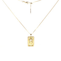 Nouveau collier en laiton et zircon, pendentif carré incrusté de zircons, motifs étoiles, soleil et lune, pour femme