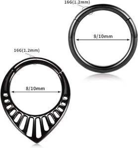 Lotus 16G Boucles d'oreilles Septum Daith en Acier Chirurgical 316L, Anneau Clicker 2 Pièces pour Nez, Tragus, Hélix, Rook, Bijoux de Piercing Cartilage - Product Image 4