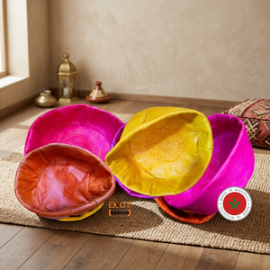 EXXOT DESIGN Pouf ottoman marocain en cuir véritable fait main, design moderne pliable, taille personnalisée, salon, hôtel - Product Image 2