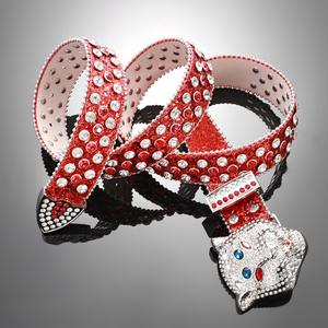 पश्चिमी ग्रंथियों का निर्माण क्रिस्टल लक्जरी पु चमड़े के डिजाइन पुरुषों के लिए कस्टम 3 डी लोमड़ी सिर हिरन बेल्ट - Product Image 4