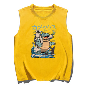 Chaleco Logo Personalizar Fabricante de ropa Bajo MOQ Vestes Pareja <span class=keywords><strong>Manga</strong></span> Pocket Monsters Squirtle Mujeres Chalecos Anime Camiseta - Product Image 4