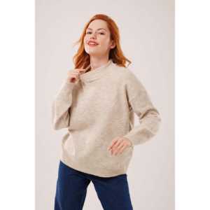 เสื้อสเวตเตอร์ถักลายหินสำหรับผู้หญิง คอริบแบบมินิมอล ป้องกันขนร่วง 14 กรัม 320 กรัม - Product Image 4