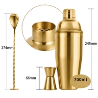 Support de présentation en acrylique pour kit de barman, fabrication directe usine, avec shaker en acier inoxydable et ensemble d'outils de bar pour cocktails