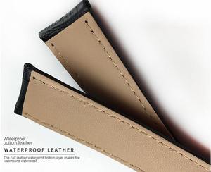 Correas de cuero de vaca de capa superior al por mayor, correas de reloj de cuero genuino con hebilla de mariposa para <span class=keywords><strong>Omega</strong></span> <span class=keywords><strong>Seamaster</strong></span> 18 20 22mm - Product Image 4