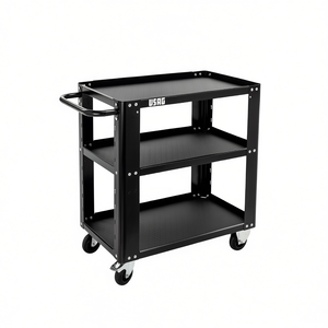 USAG Tool Cart 3 Shelf Heavy Duty Steel Rolling <b>Storage</b> With Casters For <b>Workshop</b> Use - Product Image 2