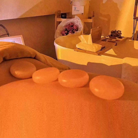 Pierres de massage chaudes en sel de l'Himalaya, kit de pierres chaudes orange pour le visage, SPA rose, santé et bien-être